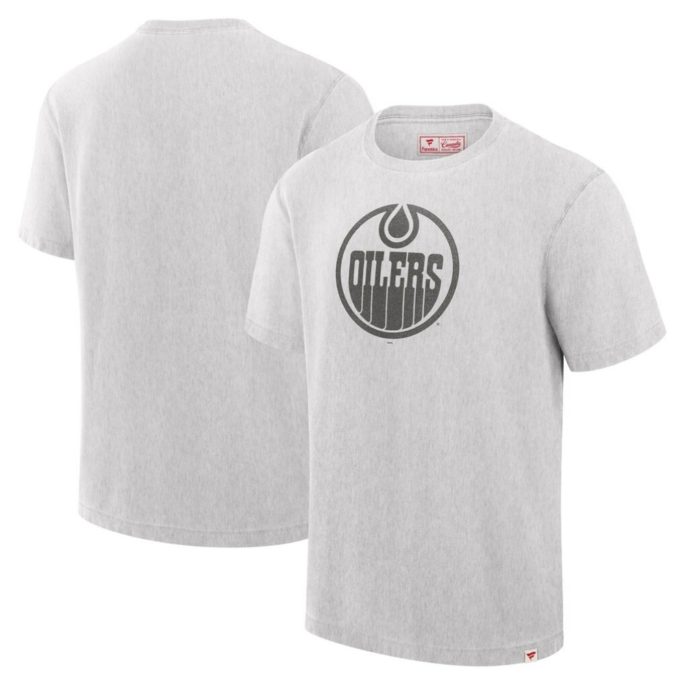 NWT Fanatics NHL Edmonton Oilers Gray Tee T-shirt Cotton Made In Canada Large